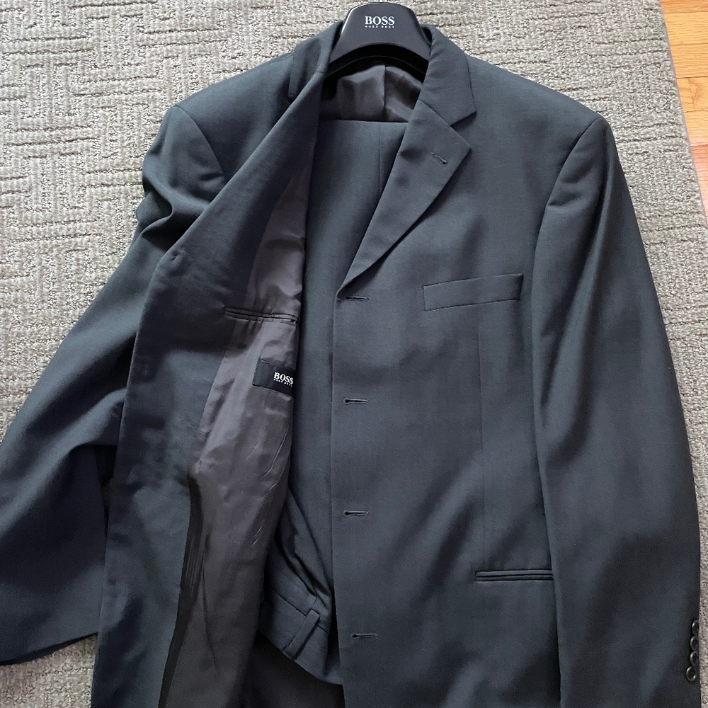 Hugo Boss charcoal 4 button summer suit